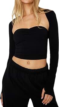 Women's Sexy Long Sleeve Bolero Cardigan Shrug + Strapless Tube 2